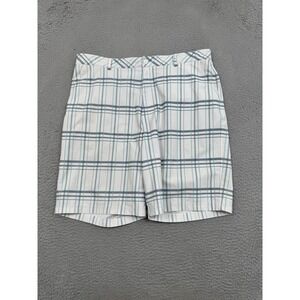 Bollé Shorts Mens 38 White Plaid Golf Tech Stretch 10" Inseam Pockets‎ W38